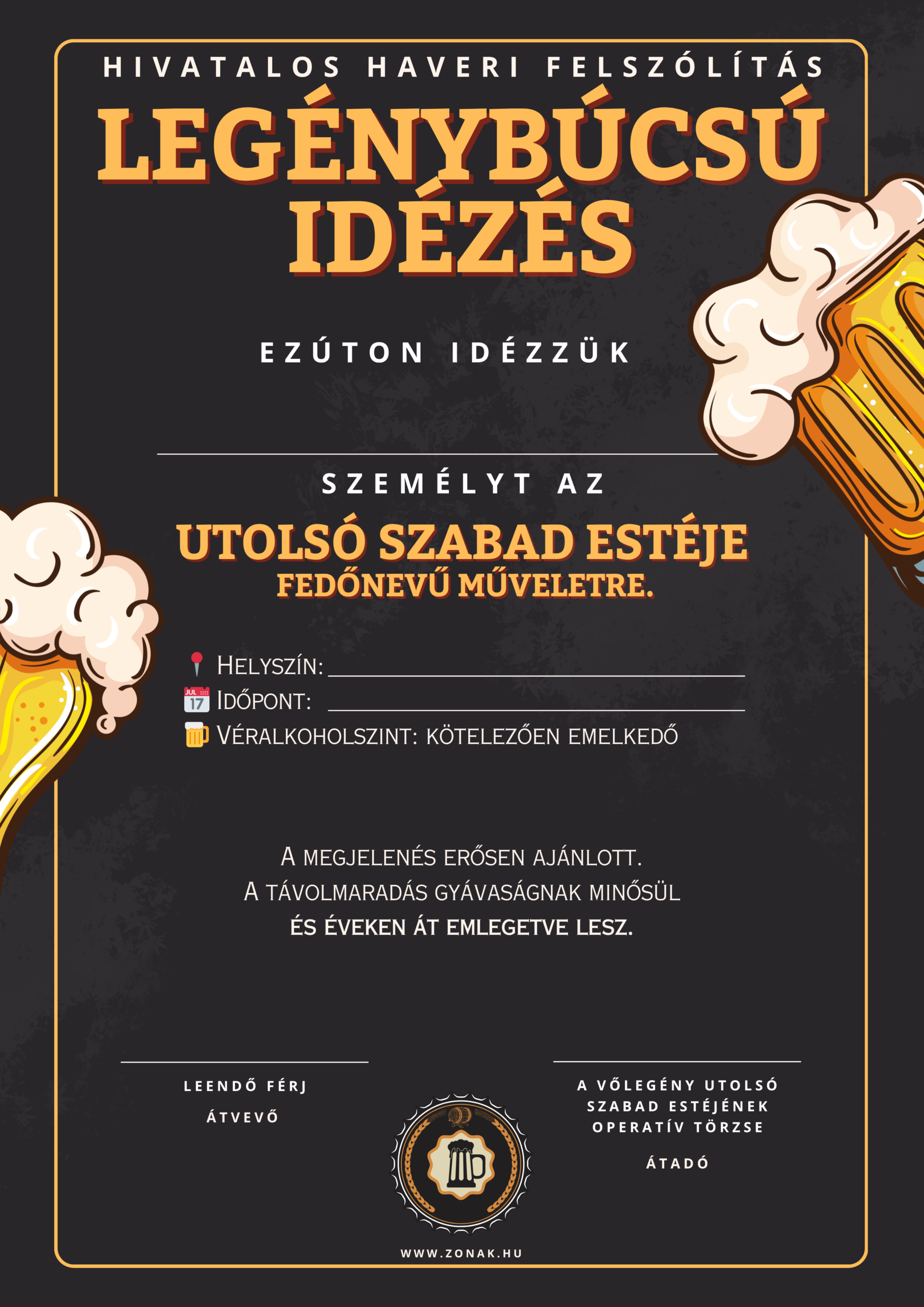 Legénybúcsú idézés